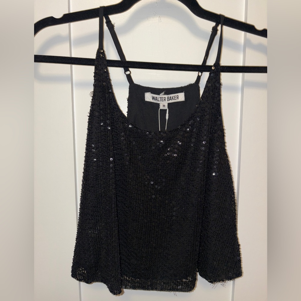 Walter Baker Black Sequin Tank Top